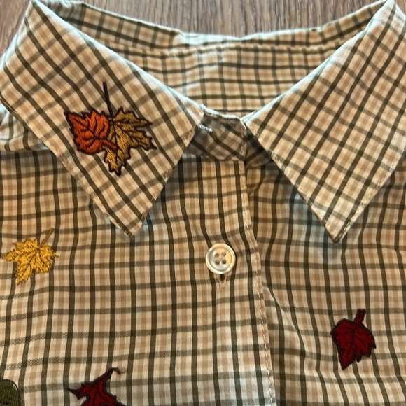 Vintage Pumpkin Patch Sunflower Fall Harvest Embroidered Button Front Shirt S 🌻 - Picture 7 of 11